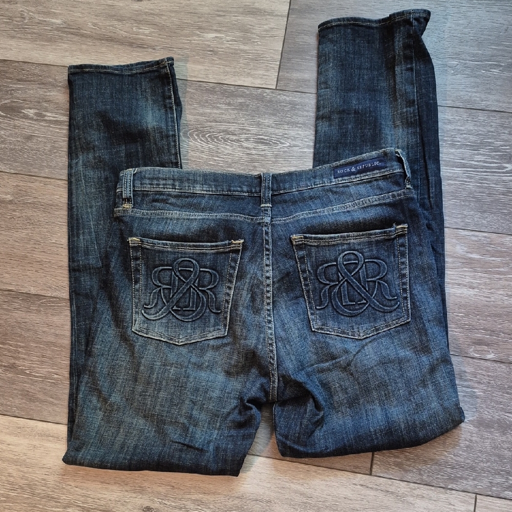 Rock & Republic Indigo Denim Jeans with Embroidered Logo